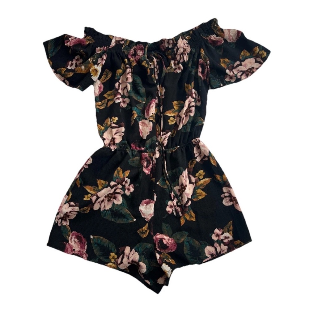 Papermoon Women's Romper S Black Floral Boho Feminine Summer Resortwear Fairy